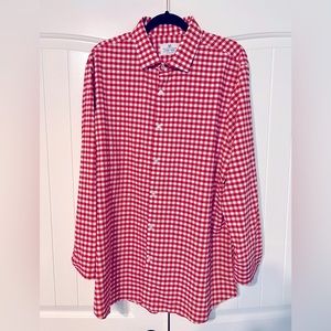 MIZZEN+MAINE Men’s XXL Trim Fit Red And White Checkered Button Down Shirt